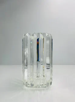 5in Tall Pyramid Crystal Glass Candleholder, Large