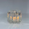 4.25in Tall Pyramid Crystal Glass Candleholder, Small