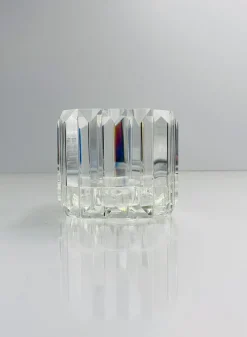 4.25in Tall Pyramid Crystal Glass Candleholder, Small