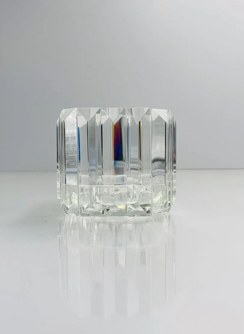 4.25in Tall Pyramid Crystal Glass Candleholder, Small