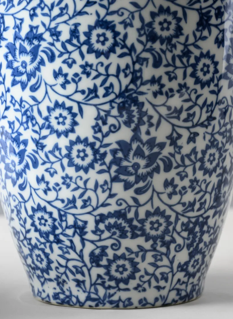 11in Tall Qing Dynasty Blue Floral Ceramic Vase