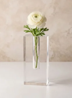 6in Tall Rectangle Crystal Glass Vase