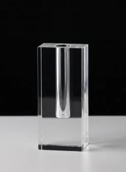 6in Tall Rectangle Crystal Glass Vase