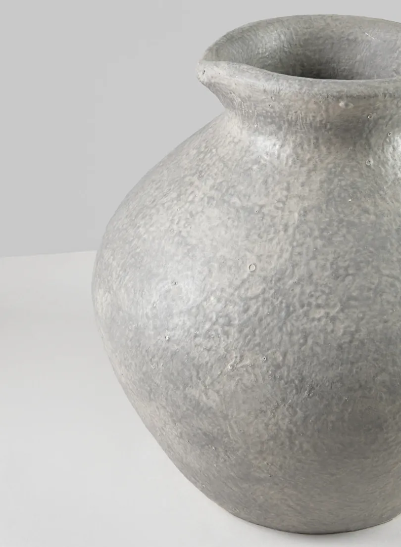 10.5in Tall Rezo Rustic Gray Pitcher Ceramic Vase