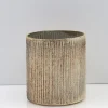 5.25in Tall Ribbed Rust & Silver Glass Cylinder