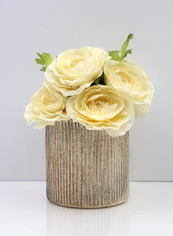 5.25in Tall Ribbed Rust & Silver Glass Cylinder