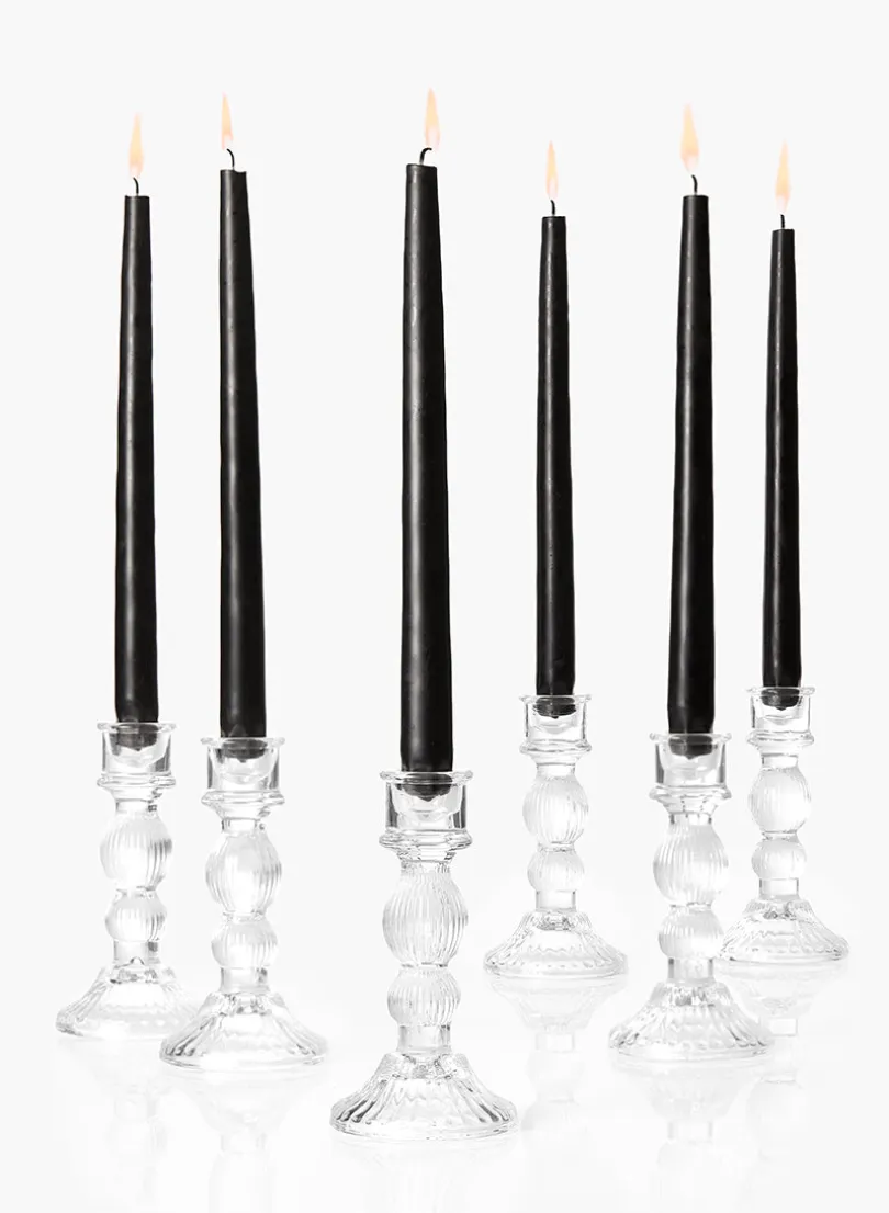 6in Tall Rippled Glass Candlestick