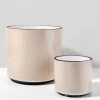 7.25in Tall Rose Beige Linen Ceramic Cylinder Vase