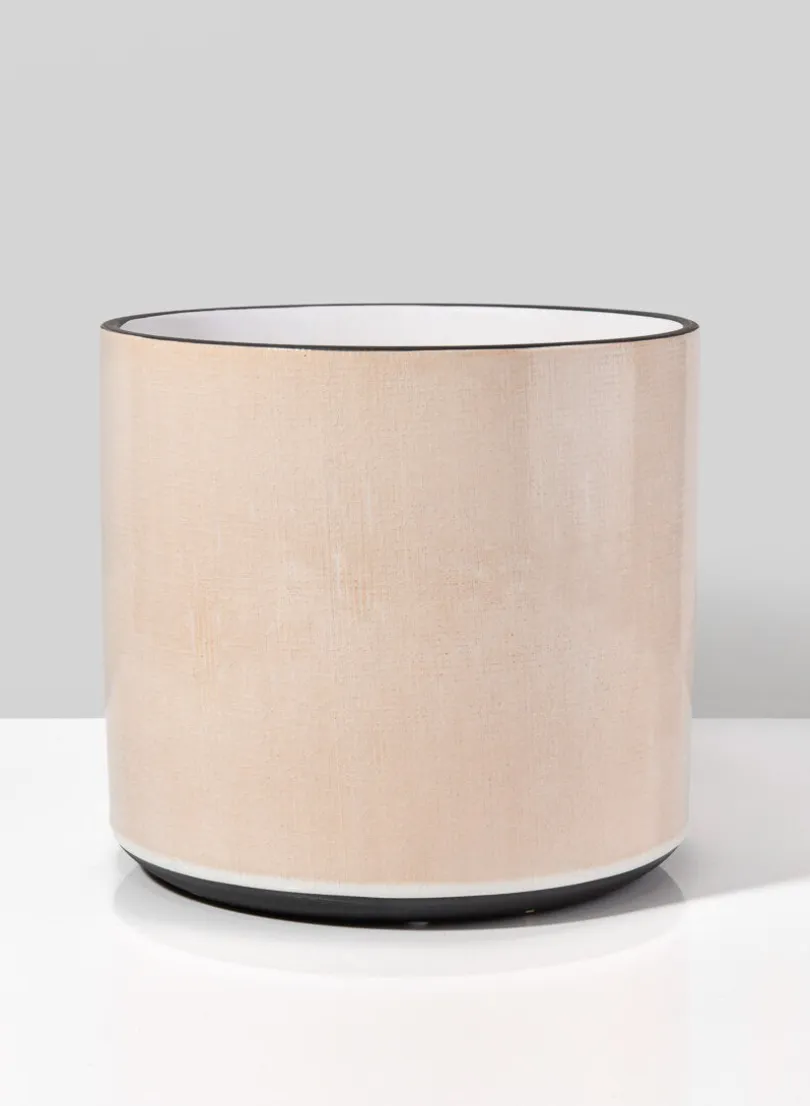 7.25in Tall Rose Beige Linen Ceramic Cylinder Vase