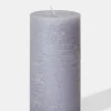 6in Tall Rustic Cement Grey Pillar Candle