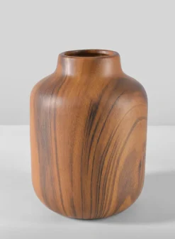 8in Tall Sakura Dark Walnut Look Ceramic Vase