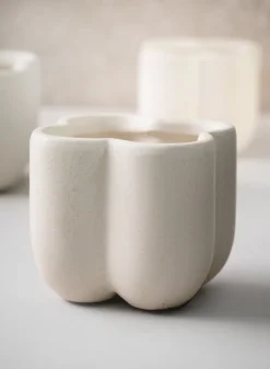 3.25in Tall Sand White Freya Ceramic Cachepot, Set of 4