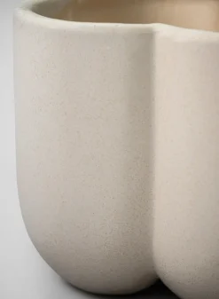 5in Tall Sand White Freya Ceramic Cachepot