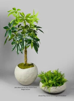 13in Tall Shirak Poly-Stone Sand Beige Planter