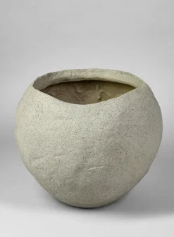 13in Tall Shirak Poly-Stone Sand Beige Planter