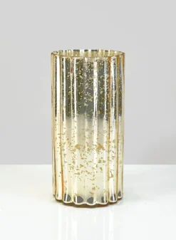 8in Tall Shirdi Old Gold Glass Vase, Medium