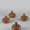 4in Tall Shobu Dark Walnut Look Ceramic Bud Vase, Set of 4