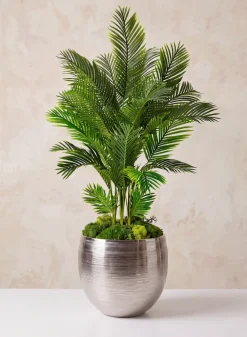 15.5in Tall Silver Cache Pot Metal Planter