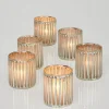 3in Tall Silver Corrugated Glass Votive Holder