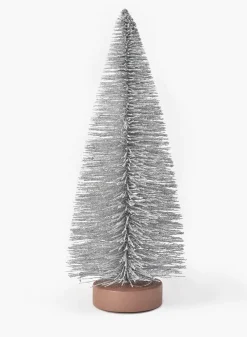 10in Tall Silver Frost Glittered Tabletop Christmas Tree, Case of 12