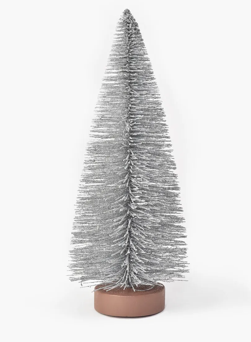 10in Tall Silver Frost Glittered Tabletop Christmas Tree, Case of 12
