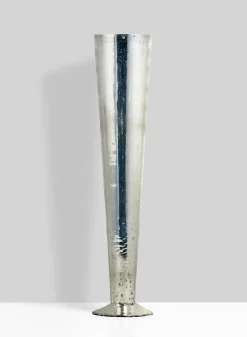 24in Tall Silver Mercury Glass Trumpet Vase