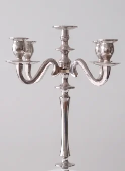 25.75in Tall Silver Metal Candelabra