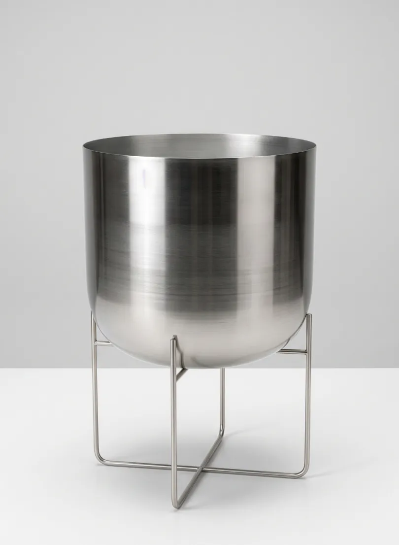 23in Tall Silver Planter with Stand