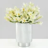 5in Tall Silver Pleated Glass Votive Holder