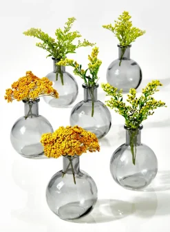 4in Tall Smoke Ball Glass Bud Vases, Set of 6