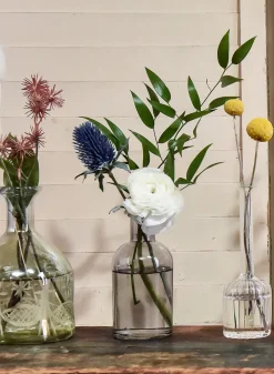 5.25in Tall Smoke Medicine Bottle Glass Bud Vase, Set of 6