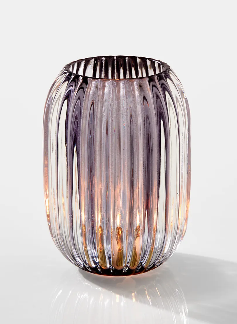 5in Tall Smoke Optical Glass Votive Holder