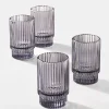 3.75in Tall Smoke Pleated Glass Votive Holder, Set of 4