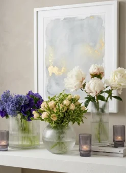 3.75in Tall Smoke Pleated Glass Votive Holder, Set of 4