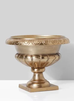 10in Tall Sorrento Gold Aluminum Urn