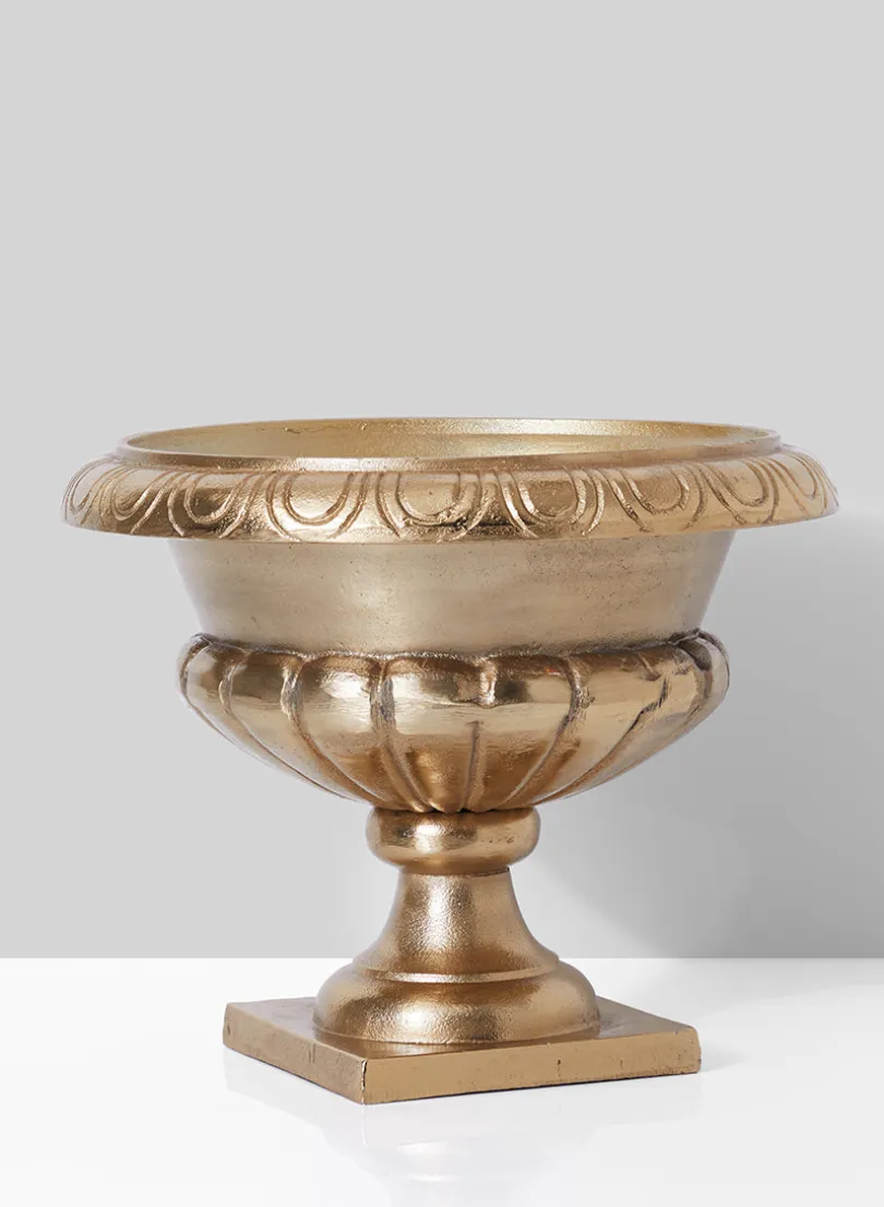 10in Tall Sorrento Gold Aluminum Urn