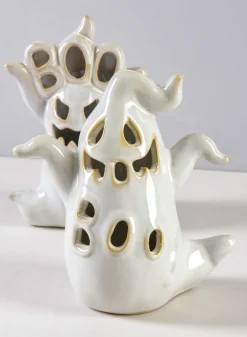 5.25in Tall Spooky Porcelain Mini Ghost With LED Light