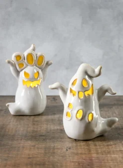 5.25in Tall Spooky Porcelain Mini Ghost With LED Light