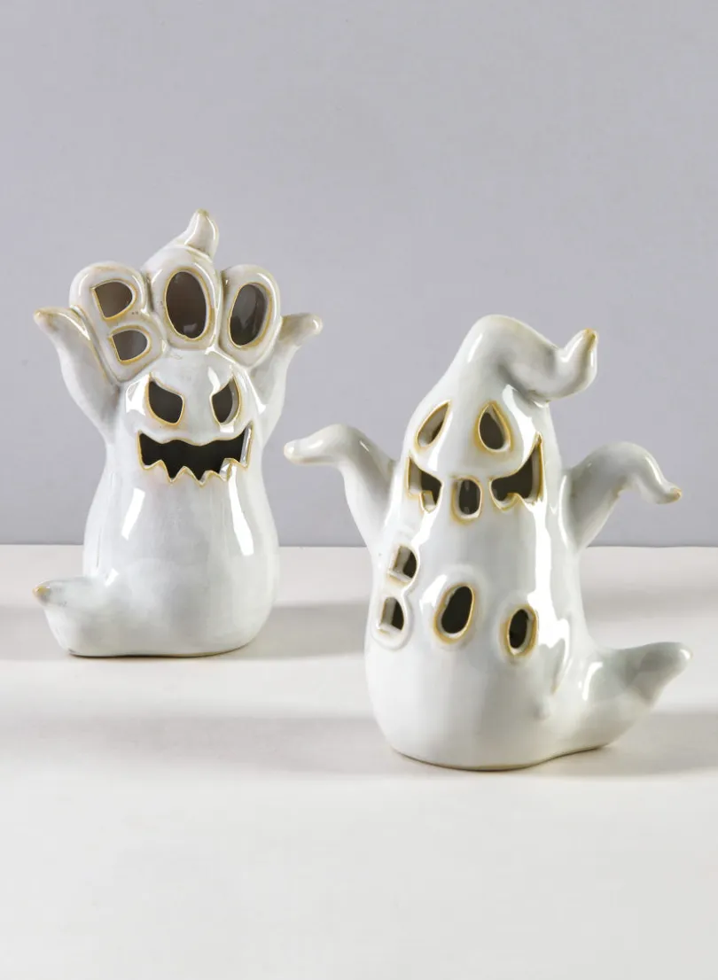 5.25in Tall Spooky Porcelain Mini Ghost With LED Light
