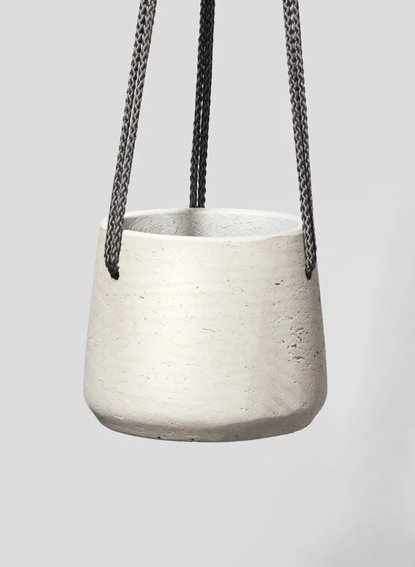 4.5in Tall Stone Gray Cement Hanging Pot