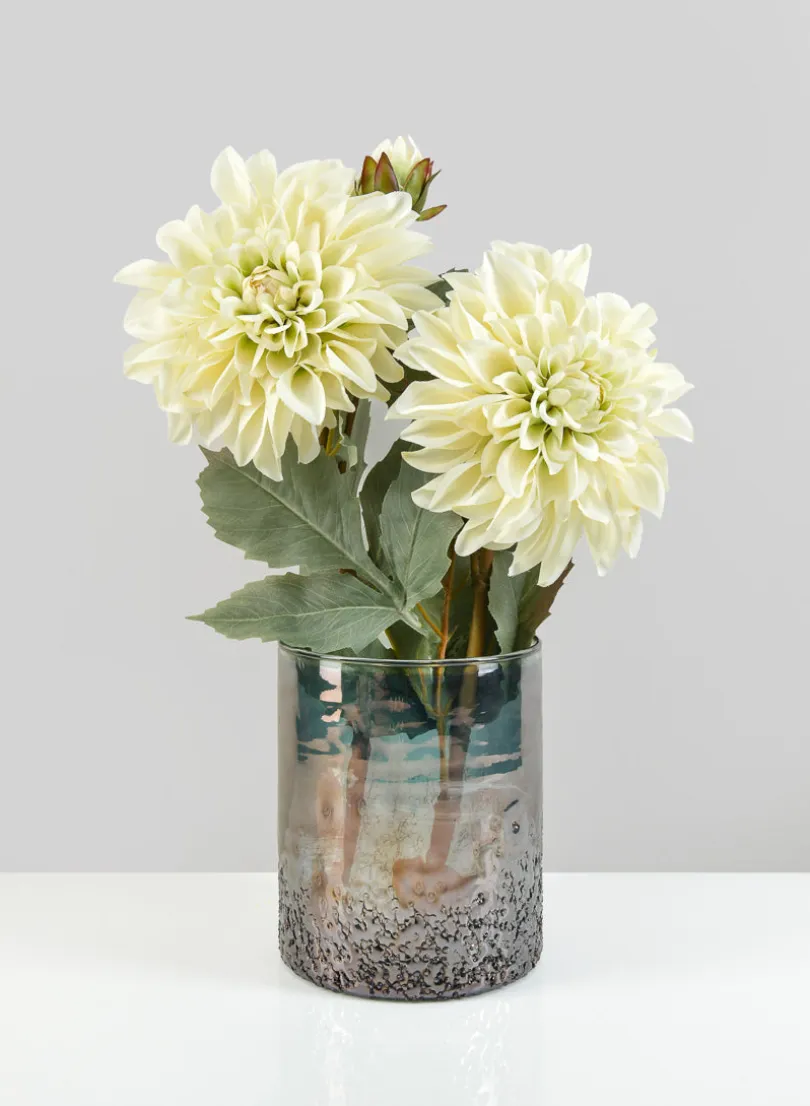 6in Tall Strasbourg Speckled Grey Luster Glass Cylinder