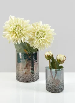 6in Tall Strasbourg Speckled Grey Luster Glass Cylinder