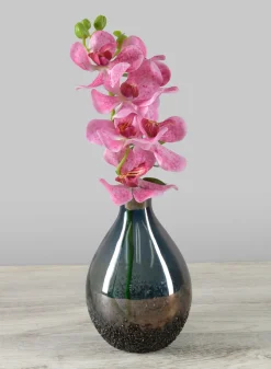6in Tall Suenos Artisan Speckled Smoke Luster Glass Vase