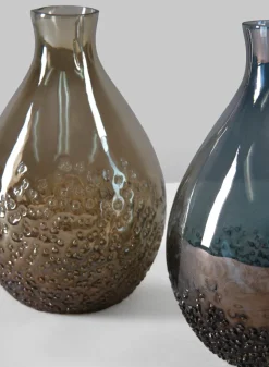 6in Tall Suenos Artisan Speckled Smoke Luster Glass Vase