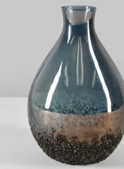 6in Tall Suenos Artisan Speckled Smoke Luster Glass Vase