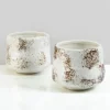 3.75in Tall Taino White Ceramic Glazed Pot, Set of 2