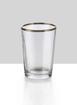 3.5in Tall Tapered Glass Votive Holder With Gold Rim