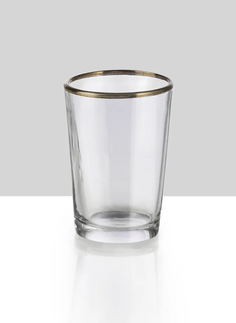 3.5in Tall Tapered Glass Votive Holder With Gold Rim