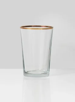 3.5in Tall Tapered Glass Votive Holder With Gold Rim