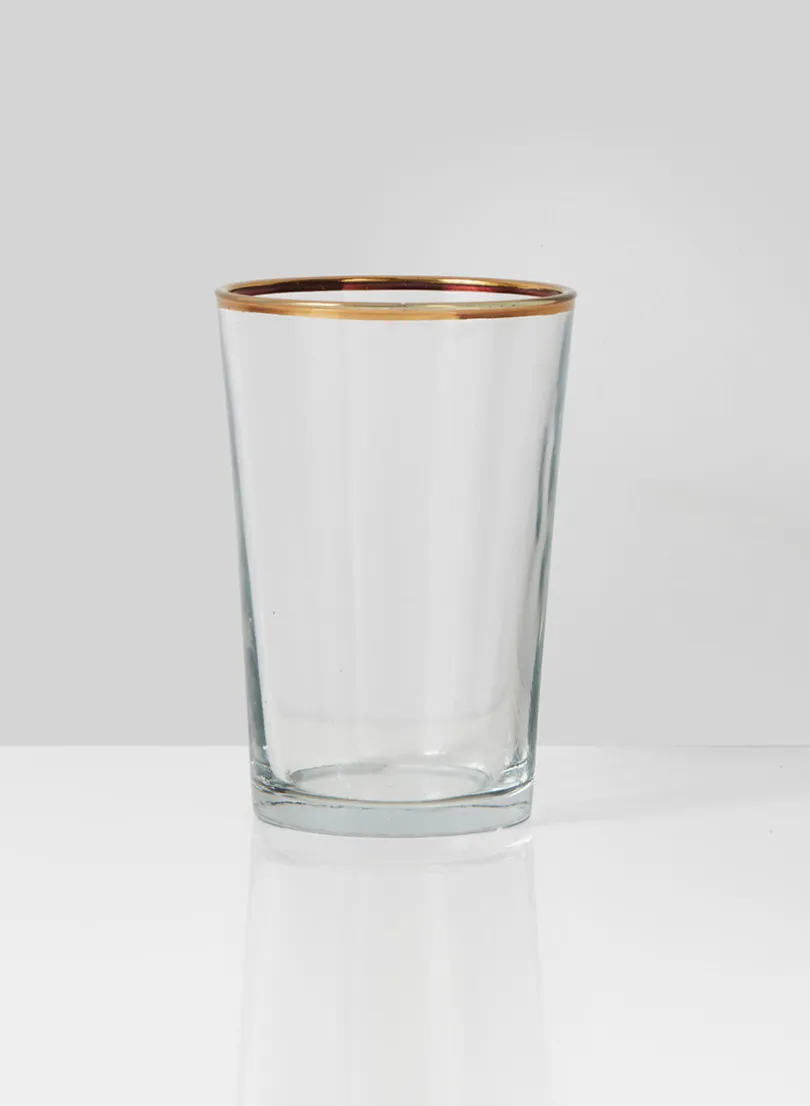 3.5in Tall Tapered Glass Votive Holder With Gold Rim